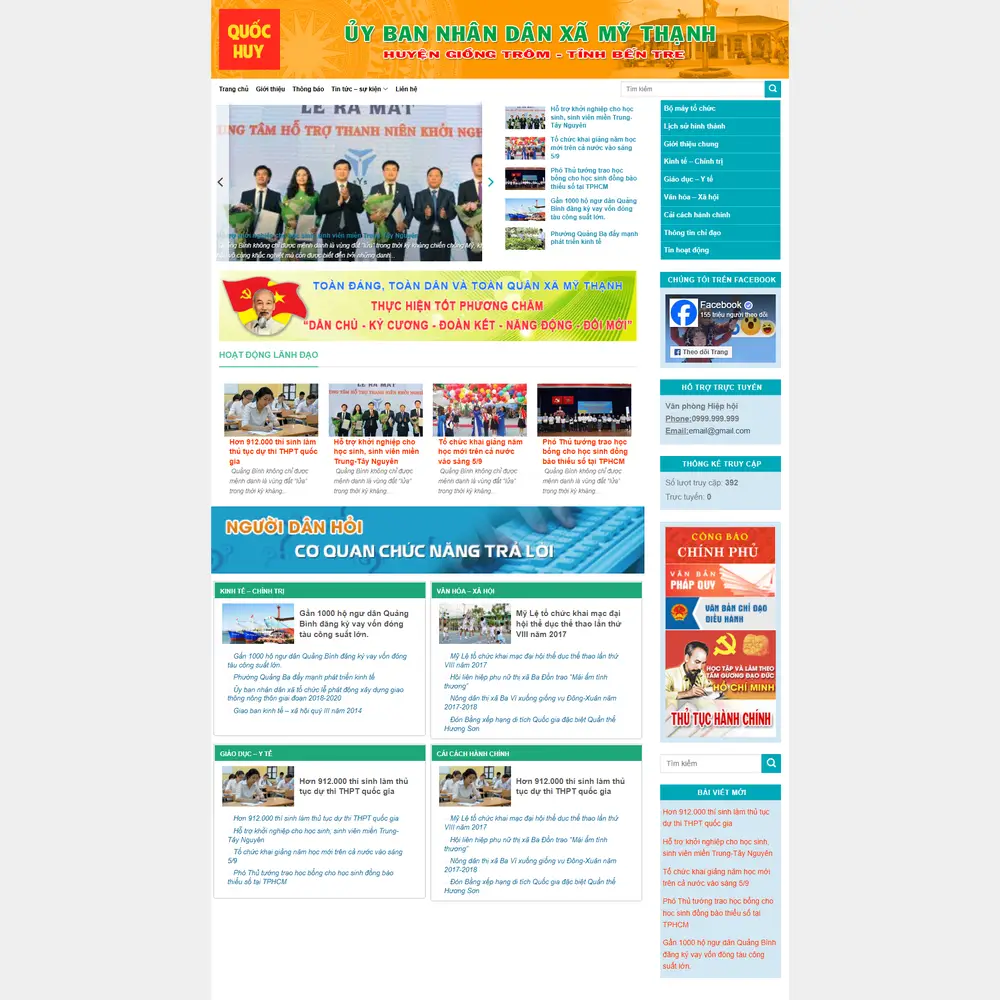 Mẫu website tin tức hành chính, ủy ban nhân dân xã Bình Minh