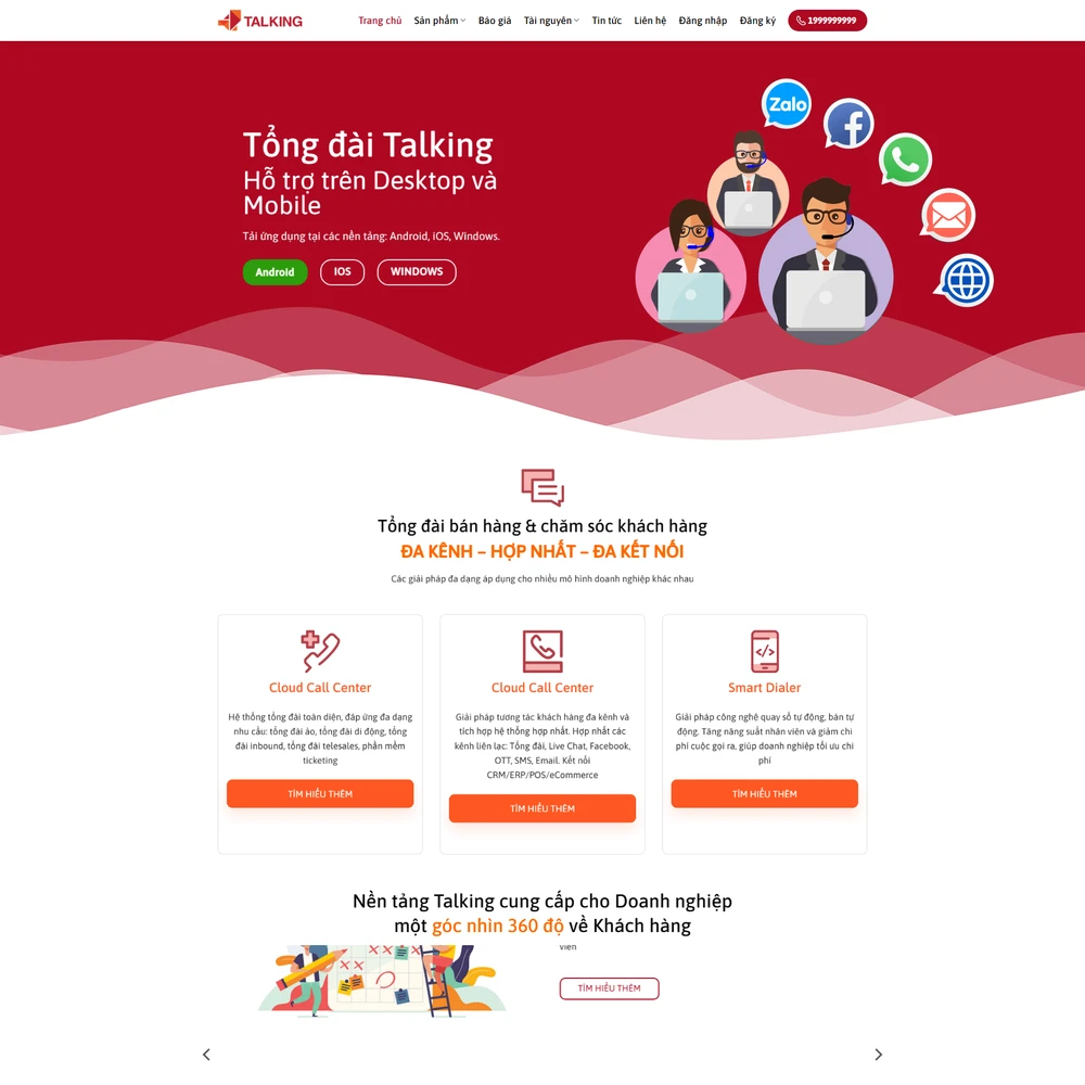 Mẫu web tổng đài điện thoại hỗ trợ khách hàng Kim Cương