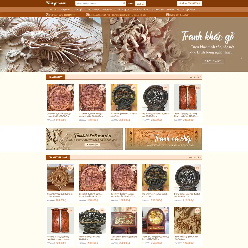 Mẫu website đồ trang trí nội thất Trang gỗ online