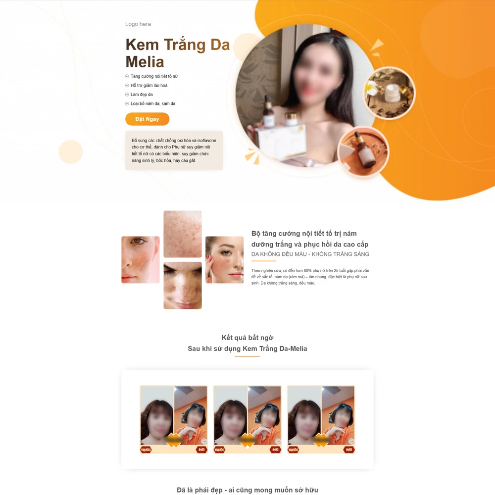 Mẫu website landingpage Giới thiệu mỹ phẩm, thực phẩm chức năng Soladi