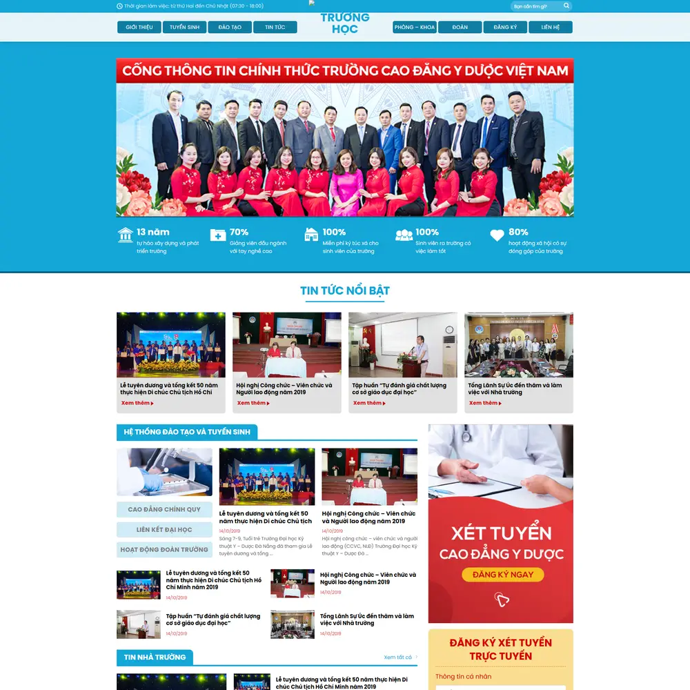 Mẫu website Giới thiệu Trường học trường cao đẳng y dược Việt Nam