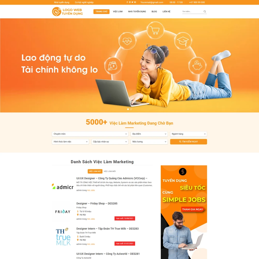 Mẫu website tuyển dụng nhân sự M-632
