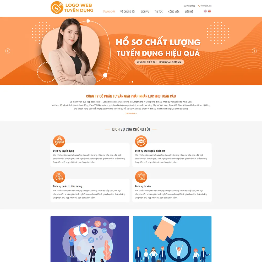 Mẫu website tuyển dụng việc làm M-633