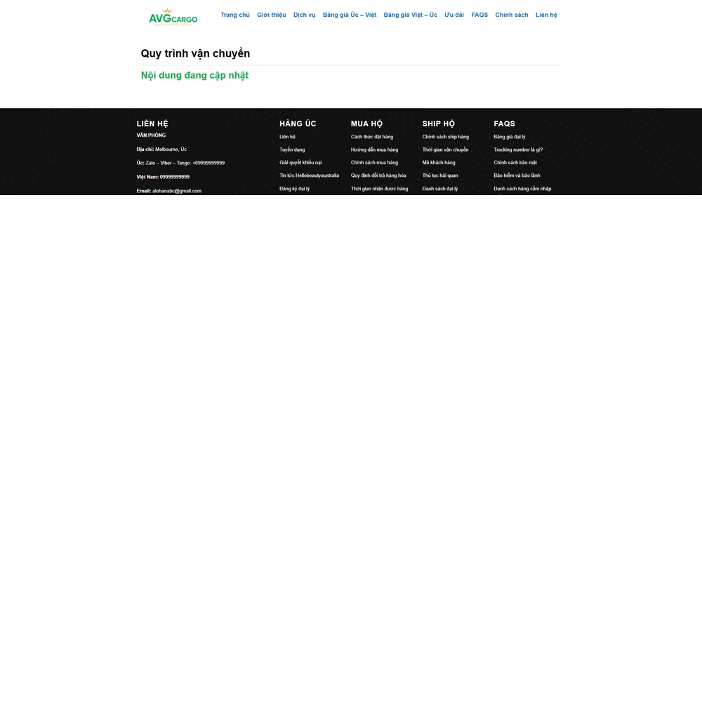 Mẫu website giới thiệu công ty vận chuyển logistics AVG M-635