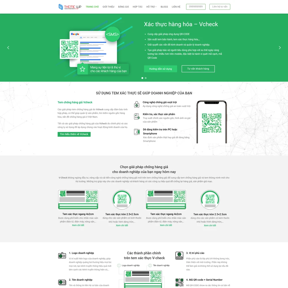 Mẫu website giới thiệu công ty, check mã QR M-640