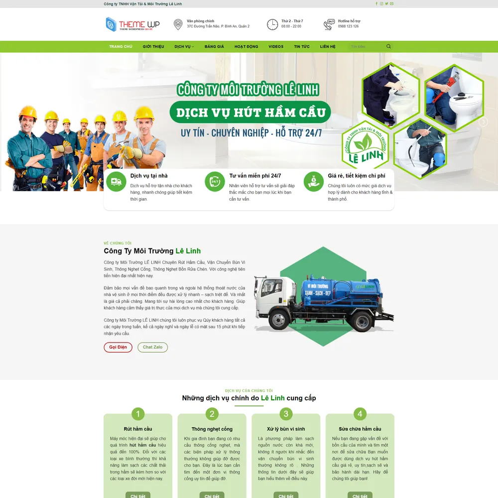 Mẫu website công ty dịch vụ môi trường vệ sinh công nghiệp M-643