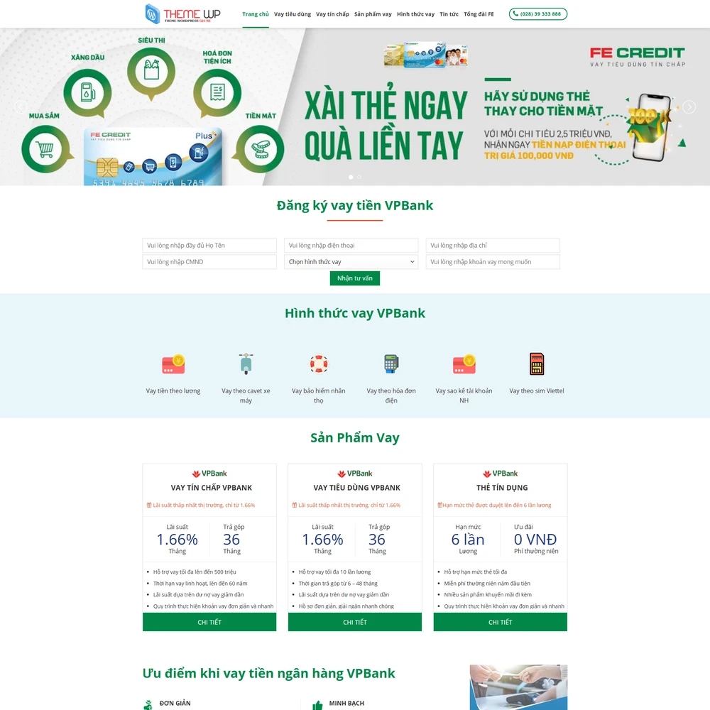 Mẫu website tài chính cho vay tiền M-649