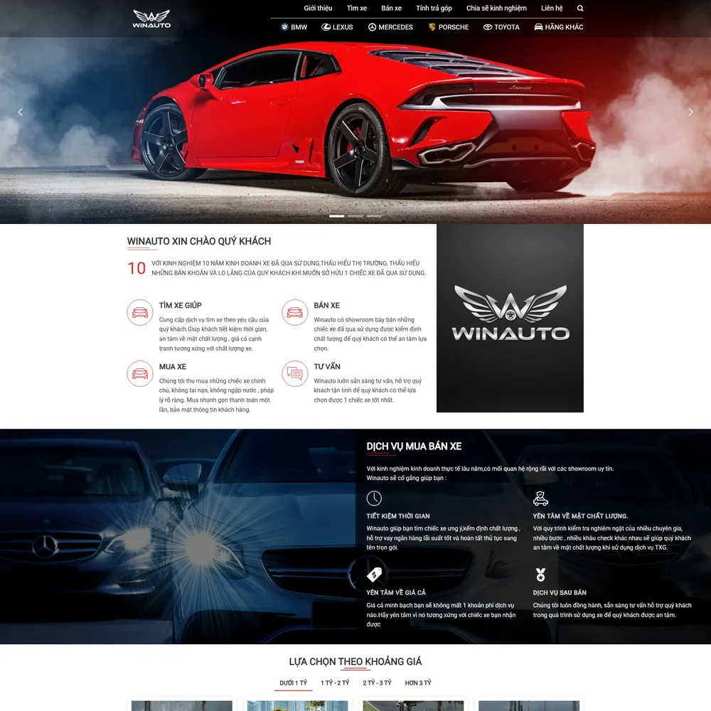 Mẫu website mua bán ô tô cũ M-650