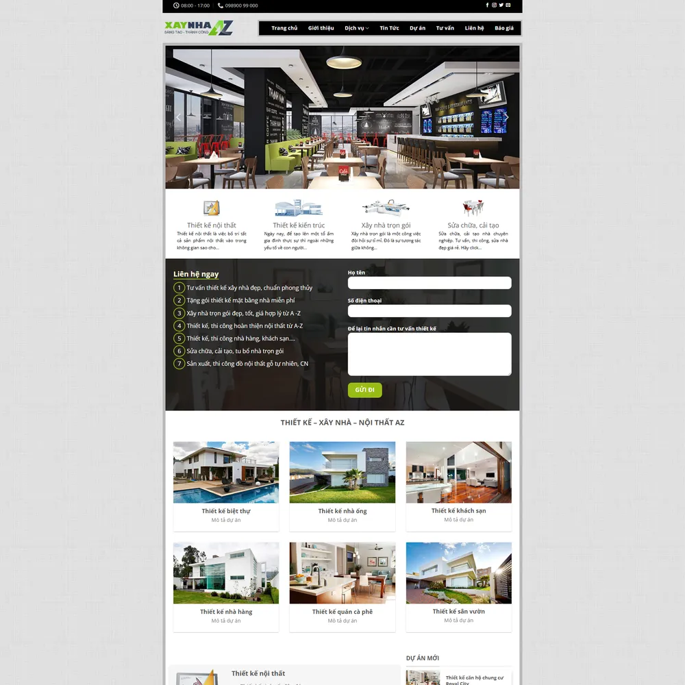 Mẫu website công ty xây dựng, thiết kế nội thất M-652