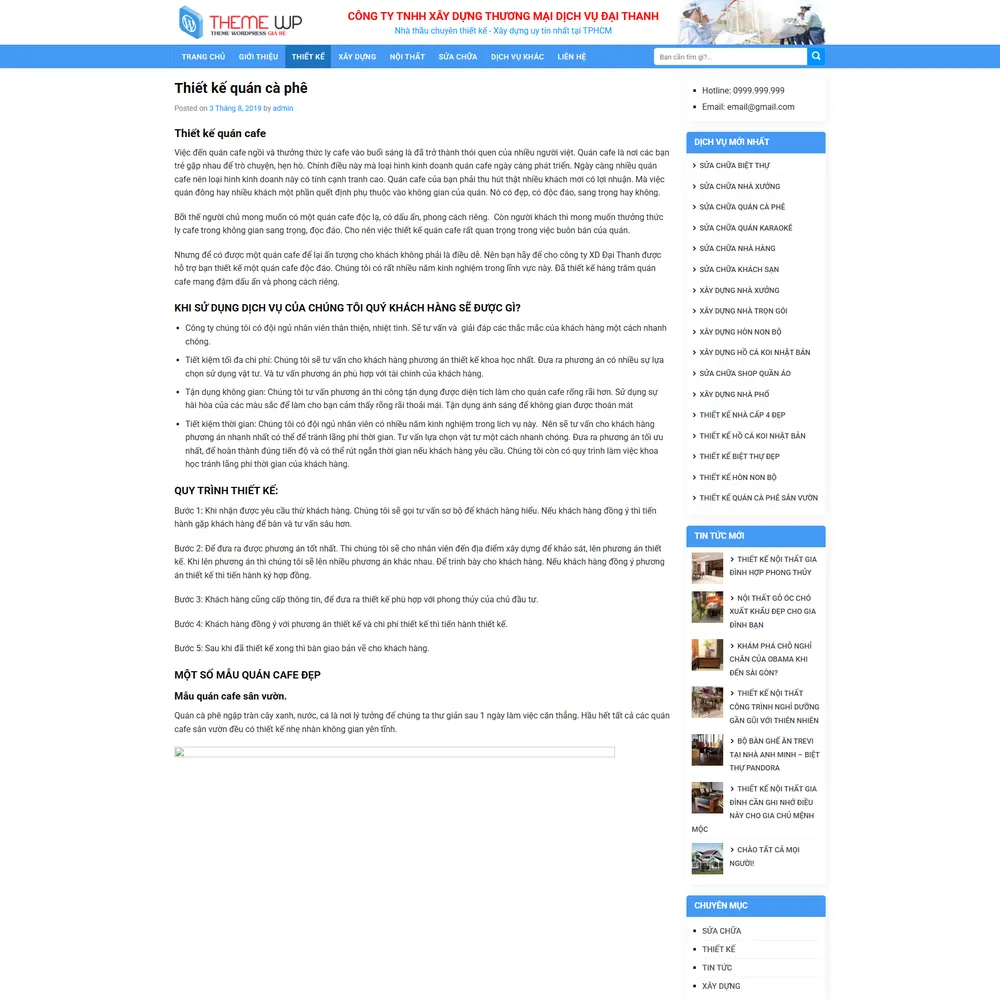 Mẫu website Công ty xây dựng, kiến trúc, nội thất M-653