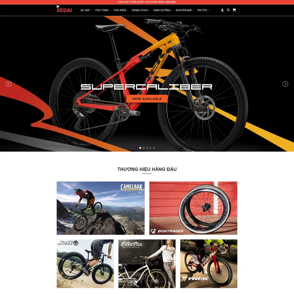 Mẫu website Xe đạp, xe điện, phụ tùng, mũ bảo hiểm M-658