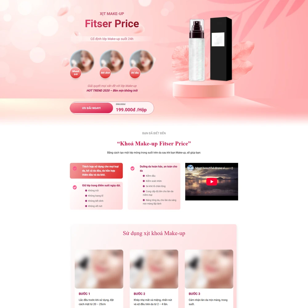 Mẫu website Landingpage giới thiệu mỹ phẩm, dược phẩm Fitser