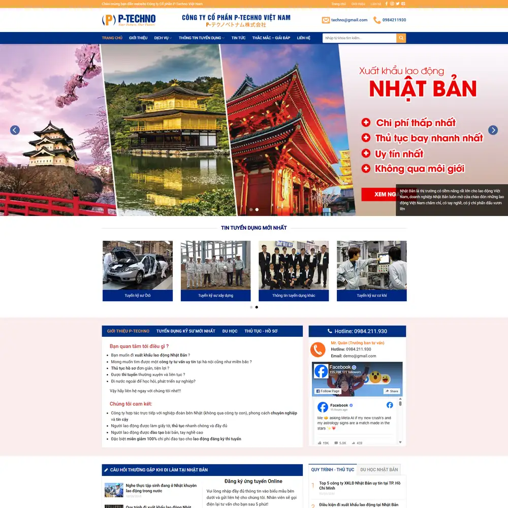 Mẫu website Du học, XKLĐ Nhật Bản Tino Group