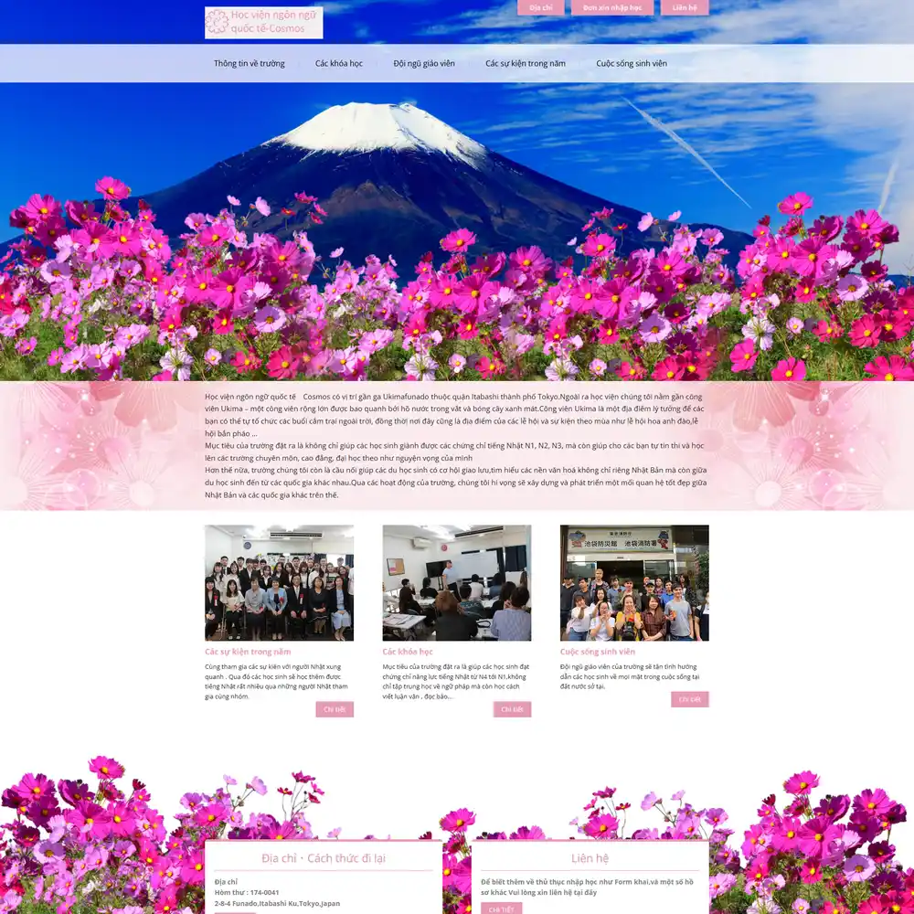 Mẫu website Du học XKLD Học viện ngôn ngữ Cosmos
