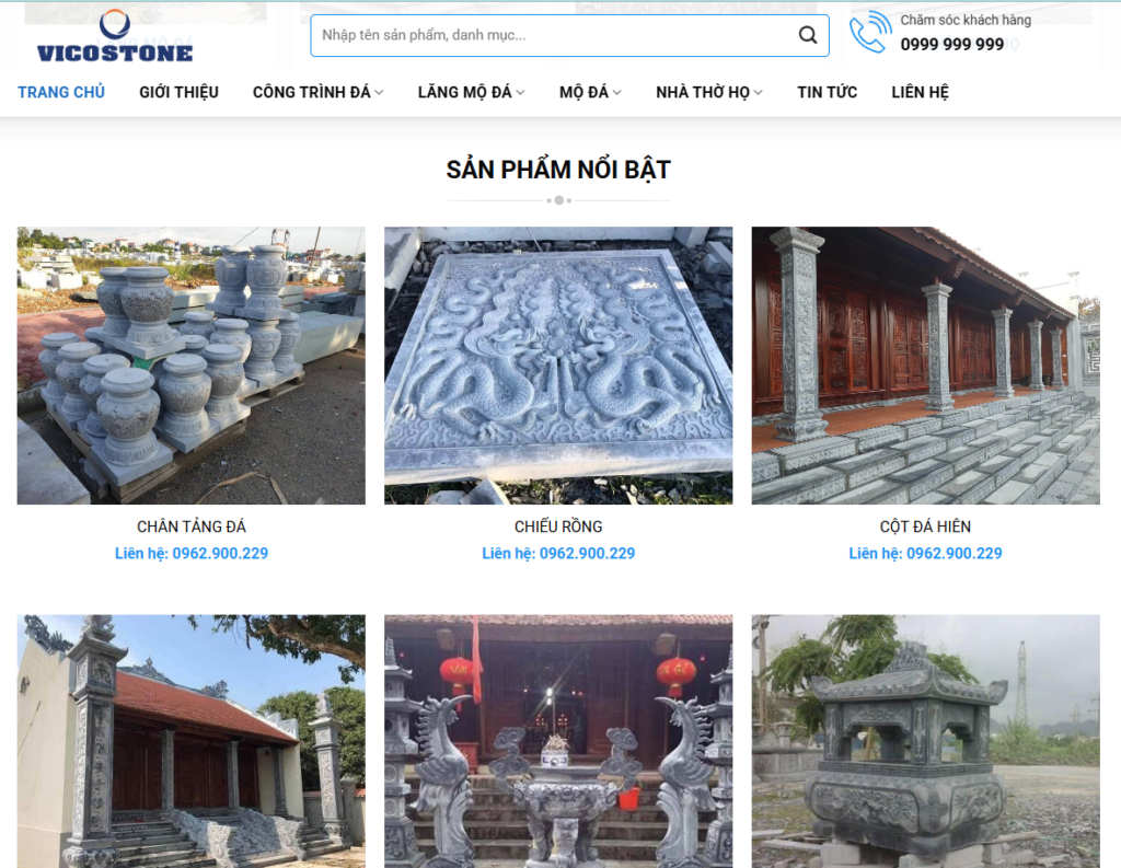Mẫu website Đá mỹ nghệ