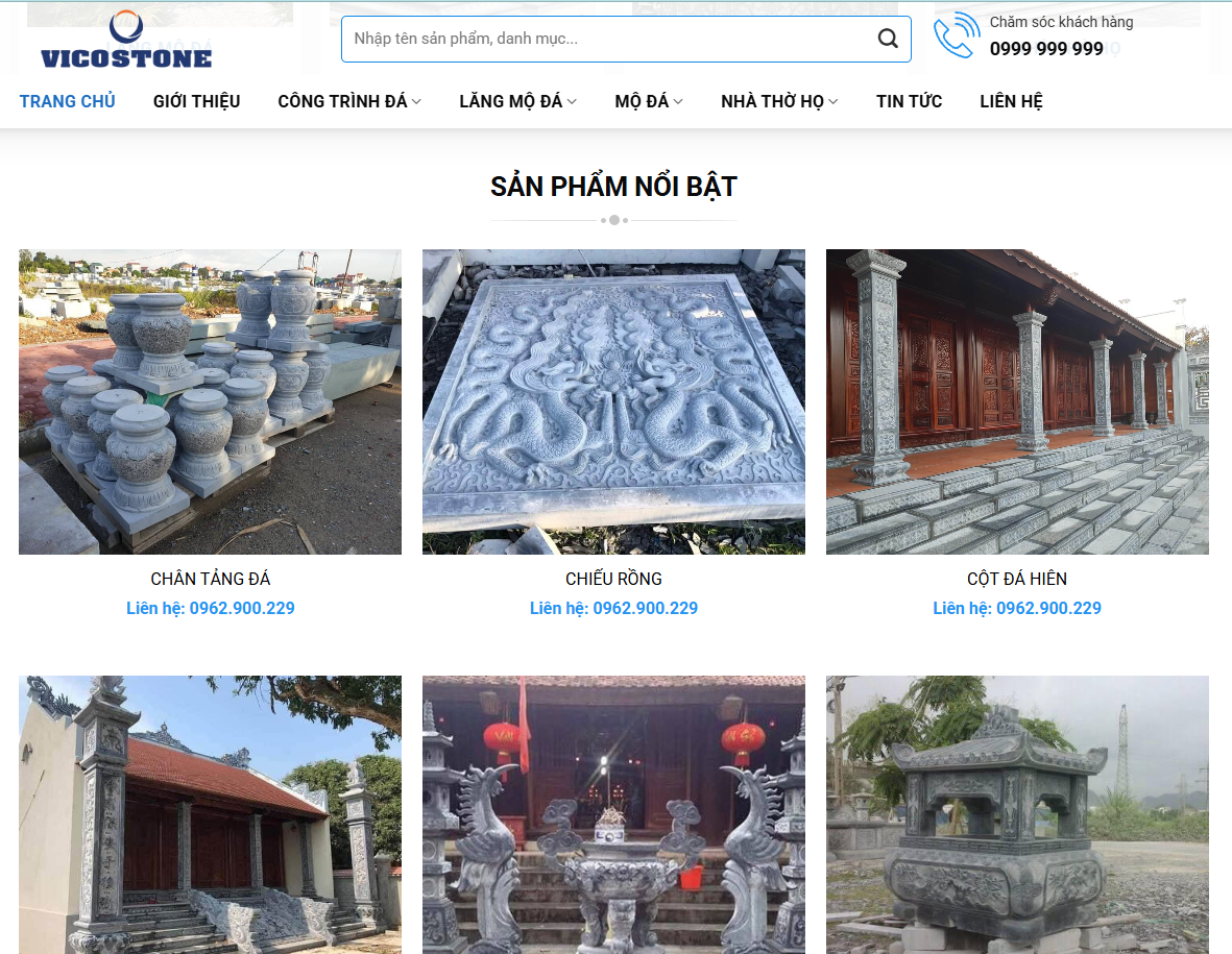 Mẫu website Đá mỹ nghệ