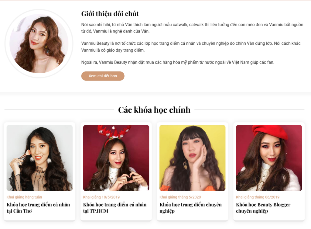 Mẫu website Dạy trang điểm