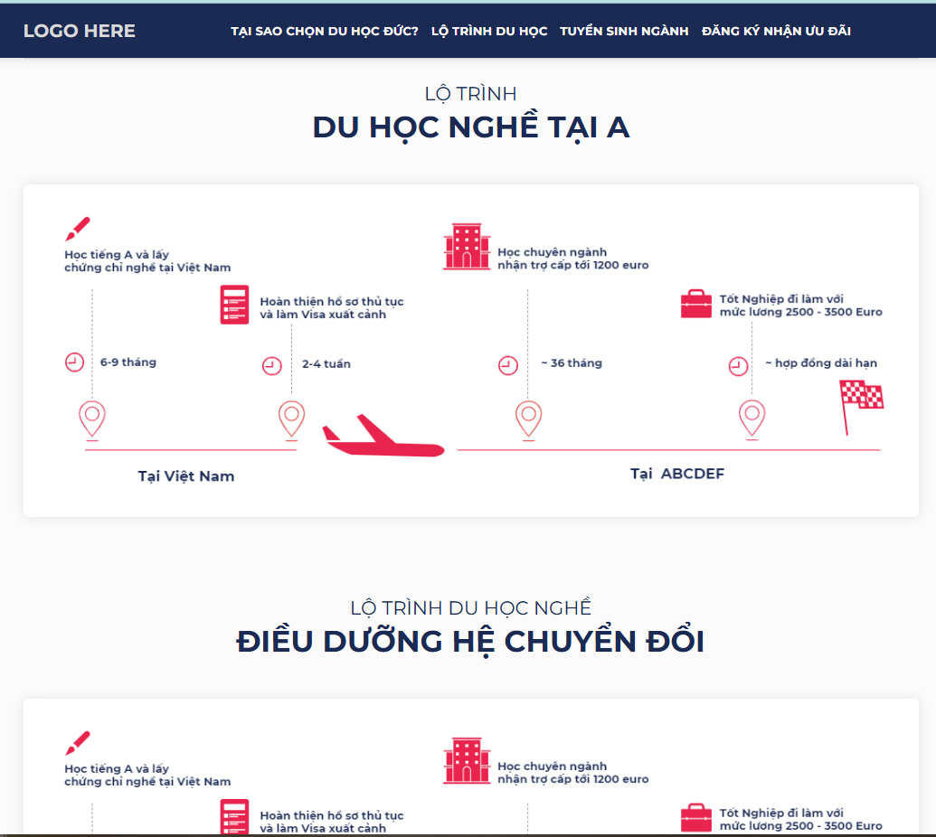 Mẫu website Dịch vụ du học