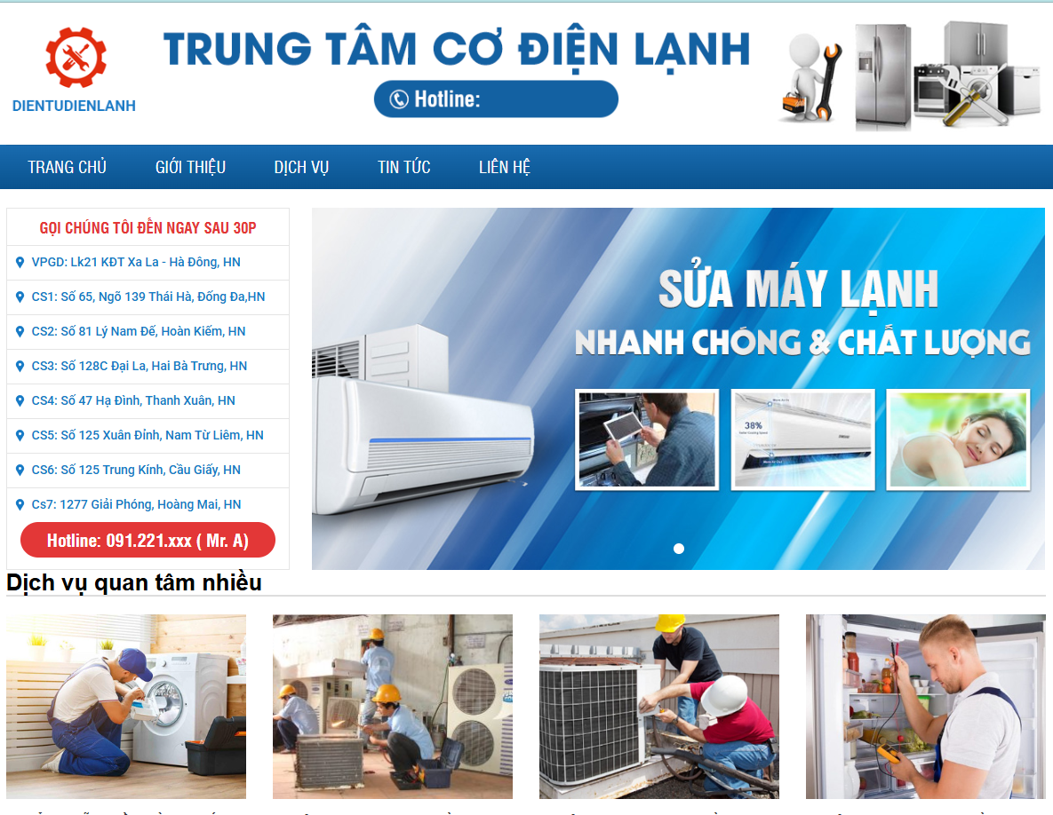 Mẫu website Điện lạnh 2