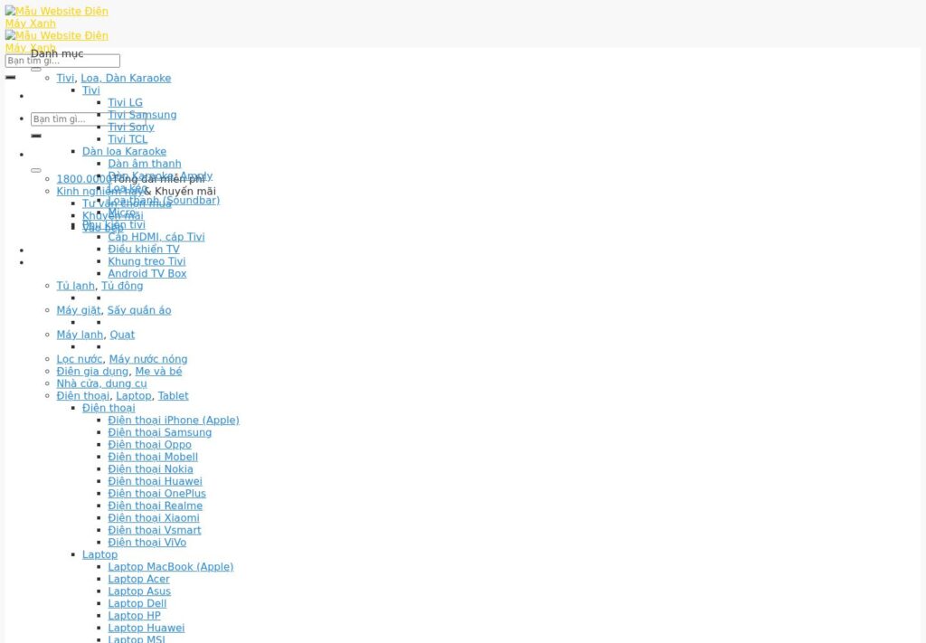 Mẫu website bán hàng điện máy