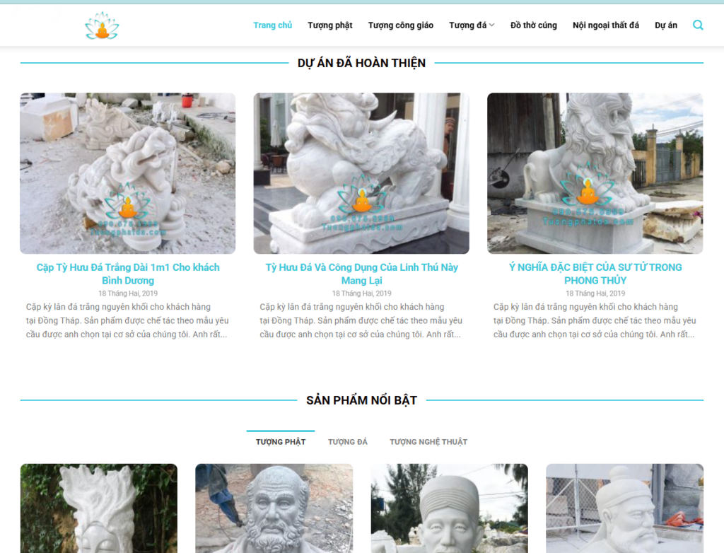 Mẫu website bán tượng Phật và tượng đá