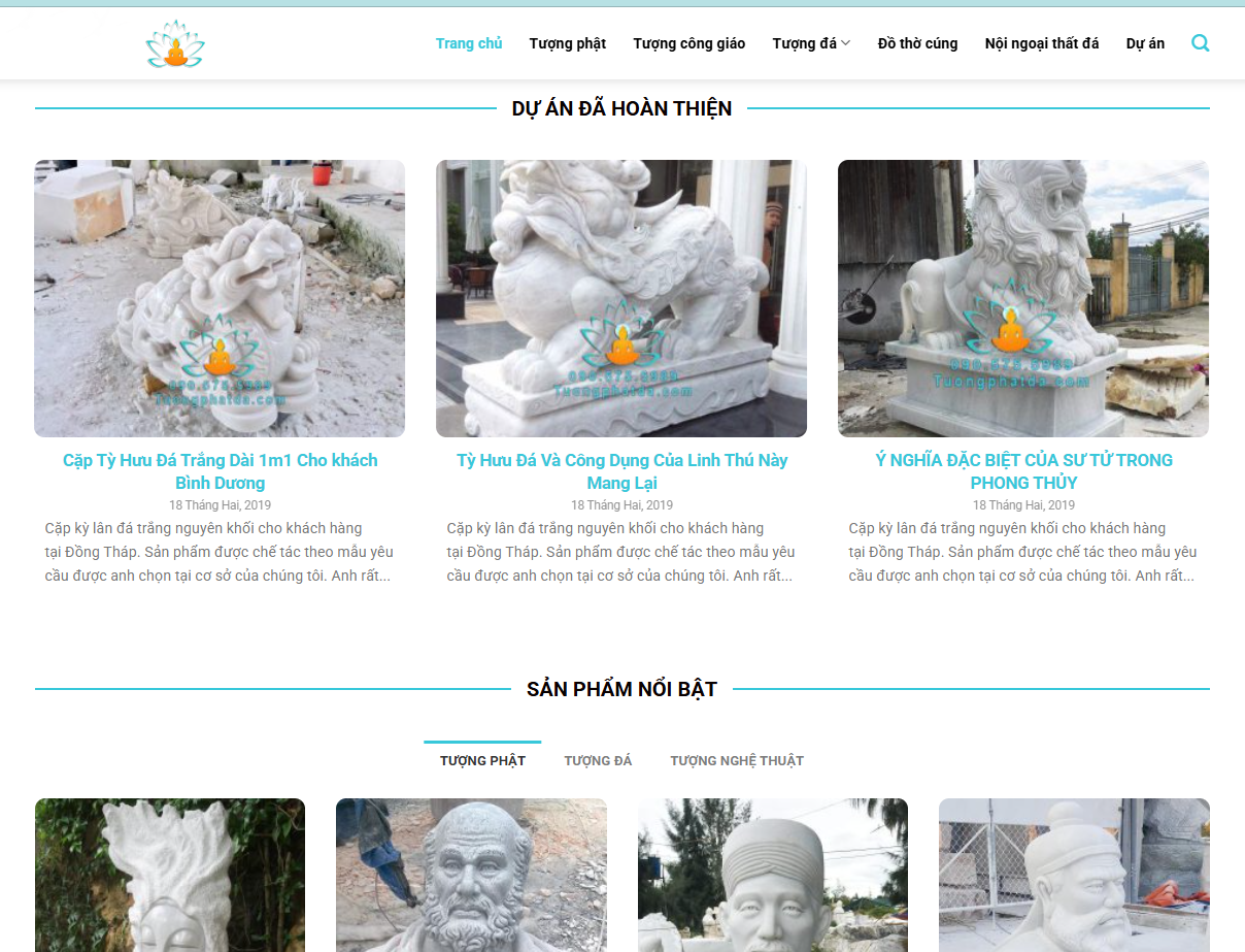 Mẫu website bán tượng Phật và tượng đá