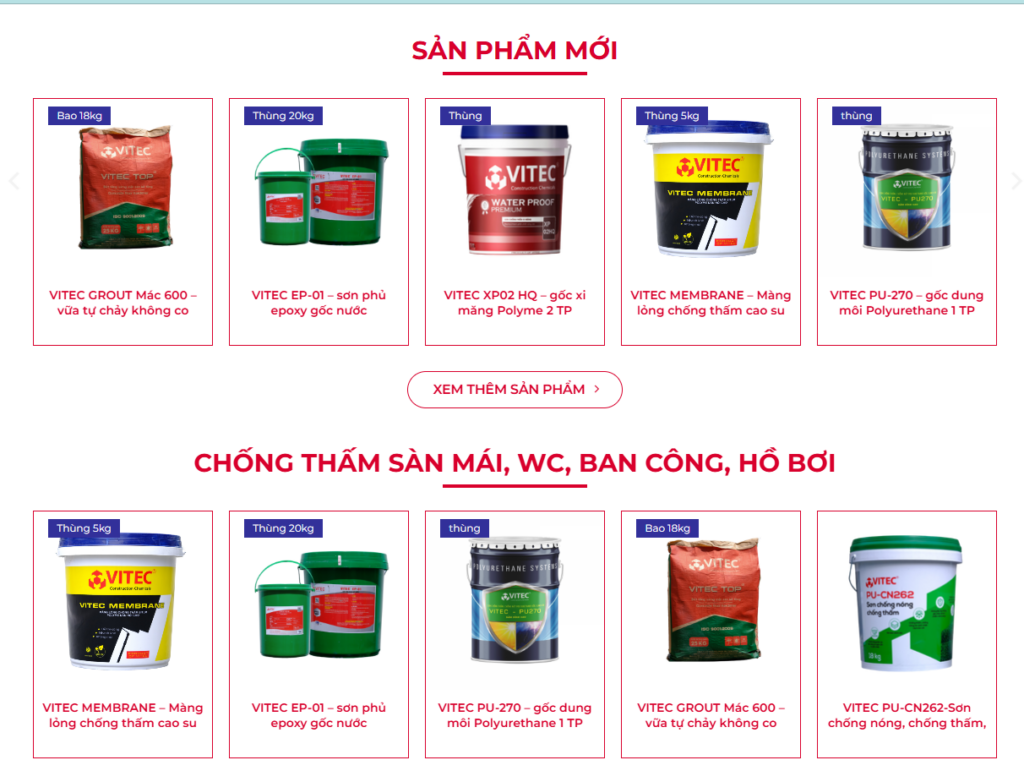 Mẫu website bán sơn nước