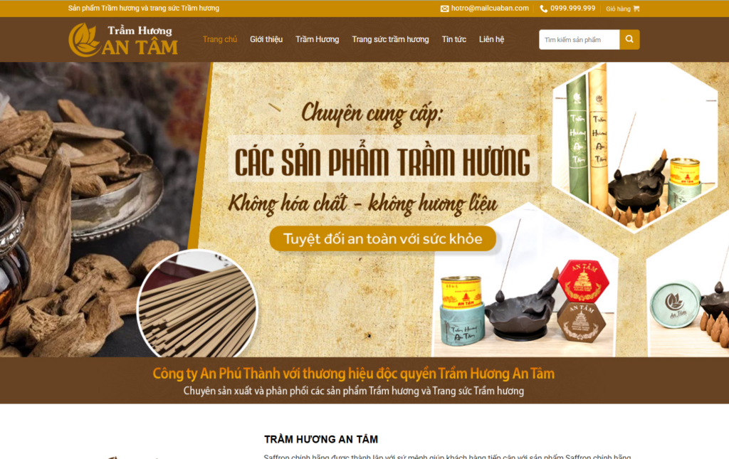 Mẫu website bán hàng Trầm hương