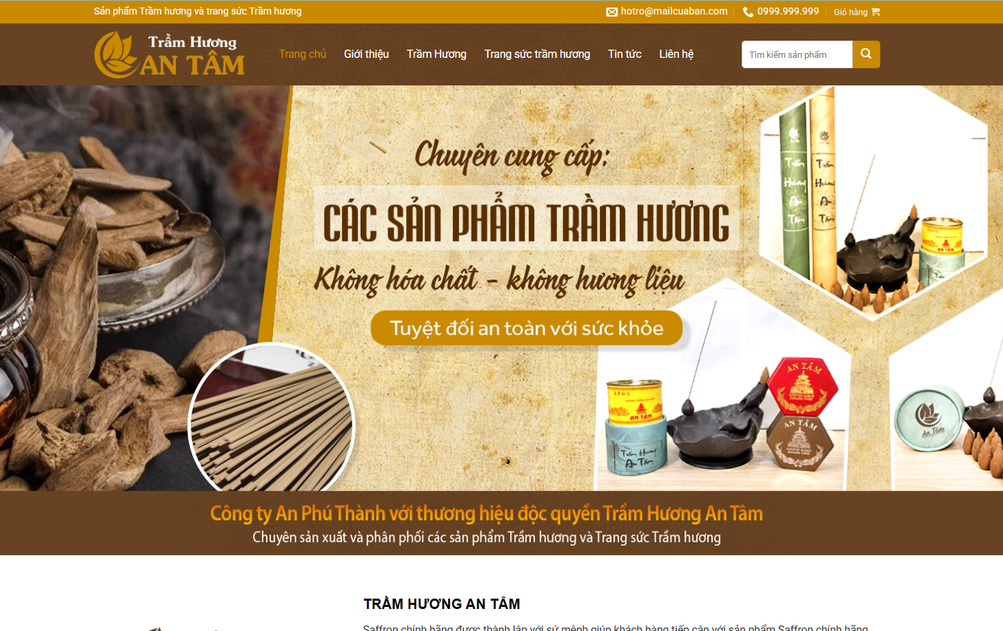 Mẫu website bán hàng Trầm hương