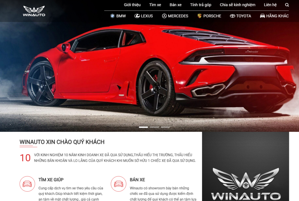 Mẫu website mua bán ô tô cũ