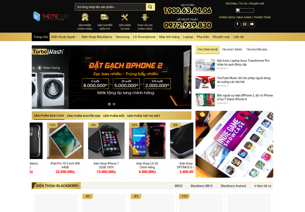 Mẫu website bán hàng điện máy
