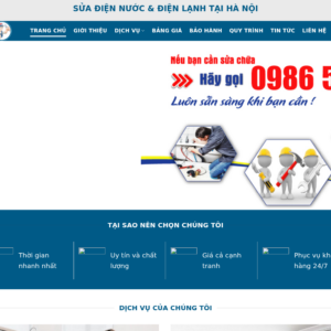 Mẫu website dịch vụ sửa chữa điện nước & điện lạnh