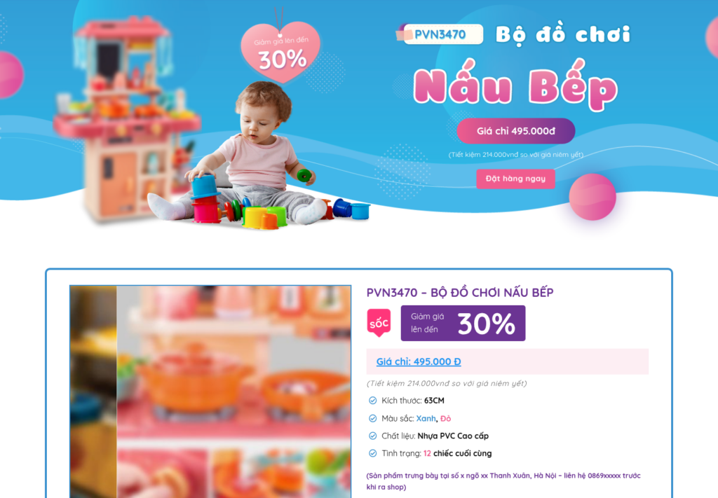 Mẫu website bán hàng đồ chơi trẻ em