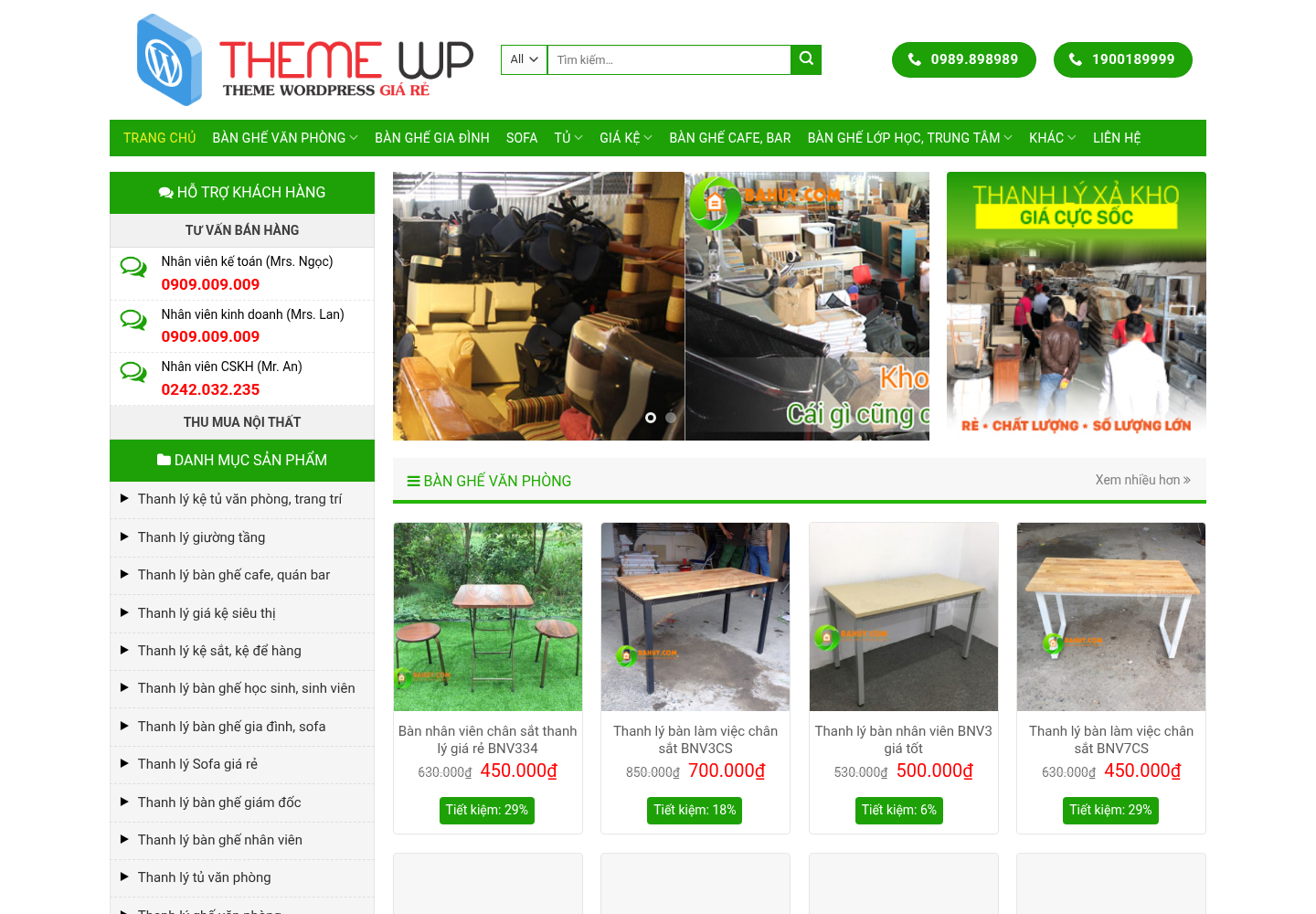 Mẫu website nội thất thanh lý