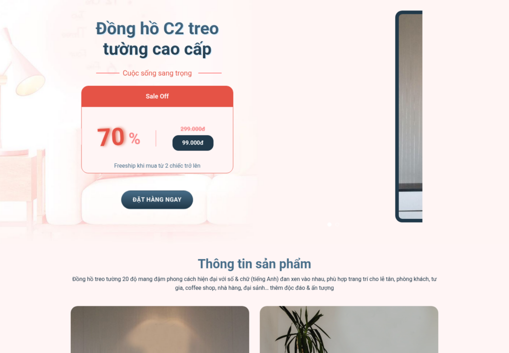 Mẫu website bán hàng đồng hồ treo tường cao cấp