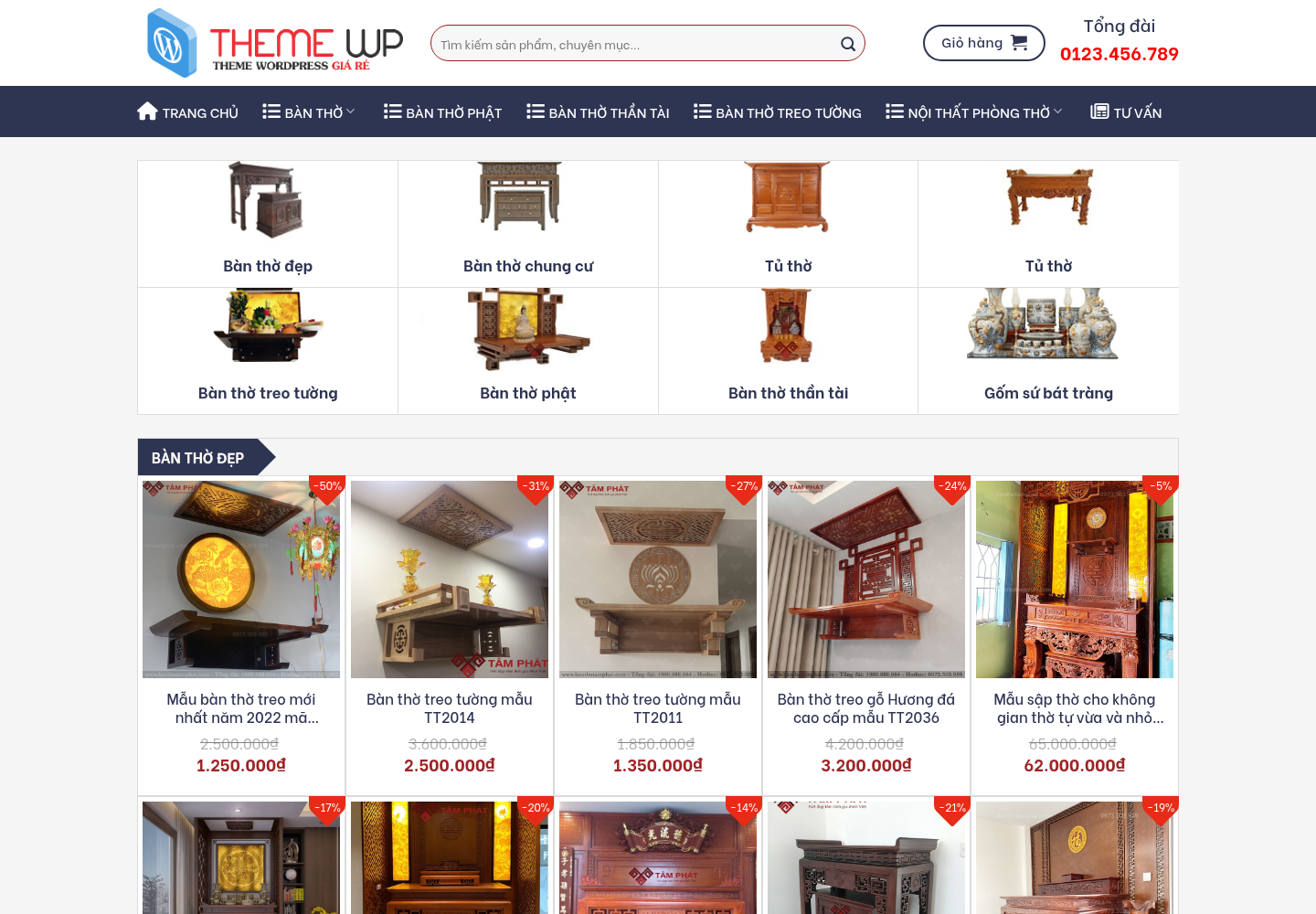 Mẫu website nội thất phòng thờ