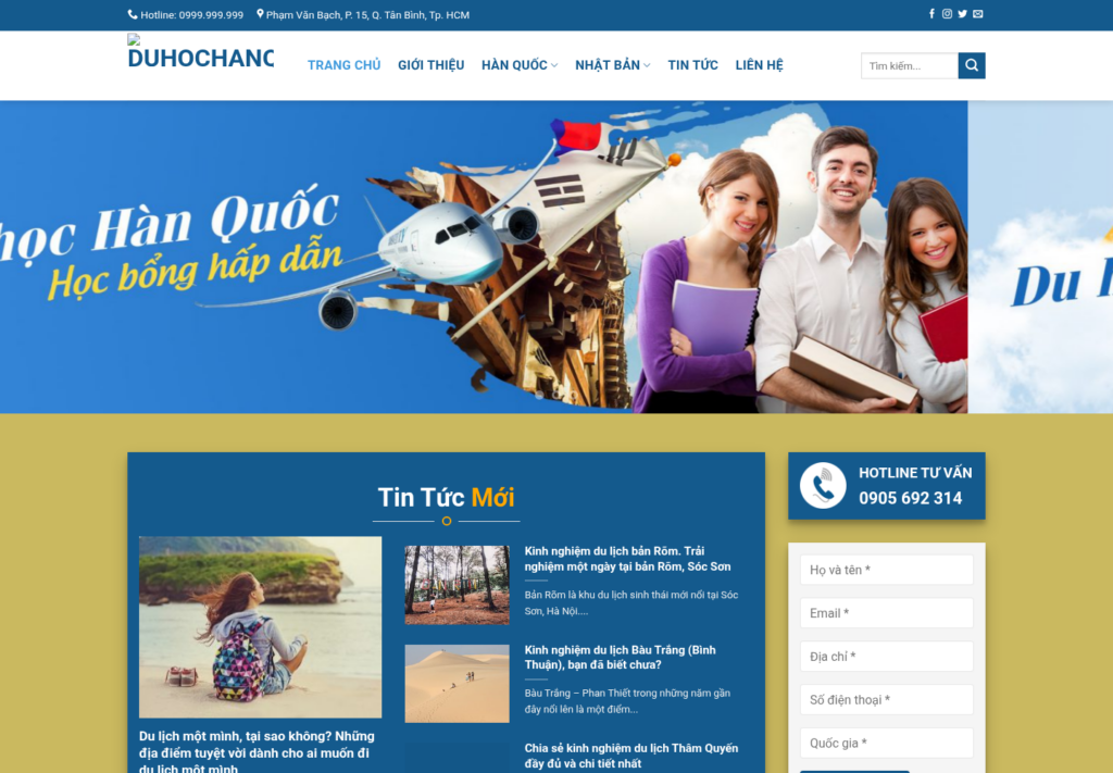 Mẫu website du học Hàn Quốc