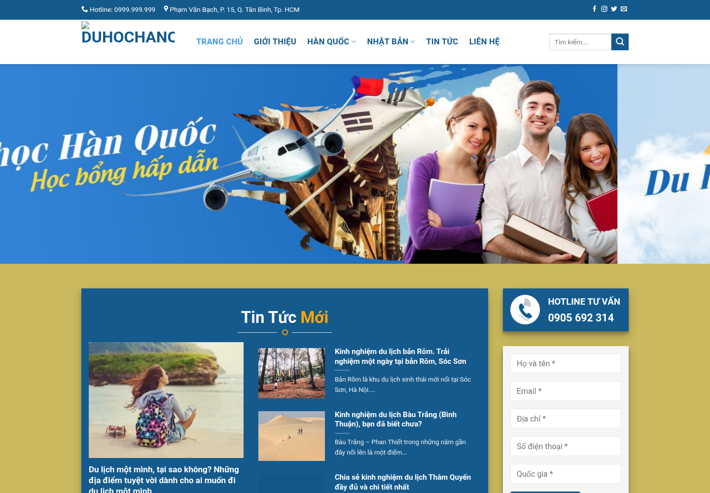 Mẫu website du học Hàn Quốc