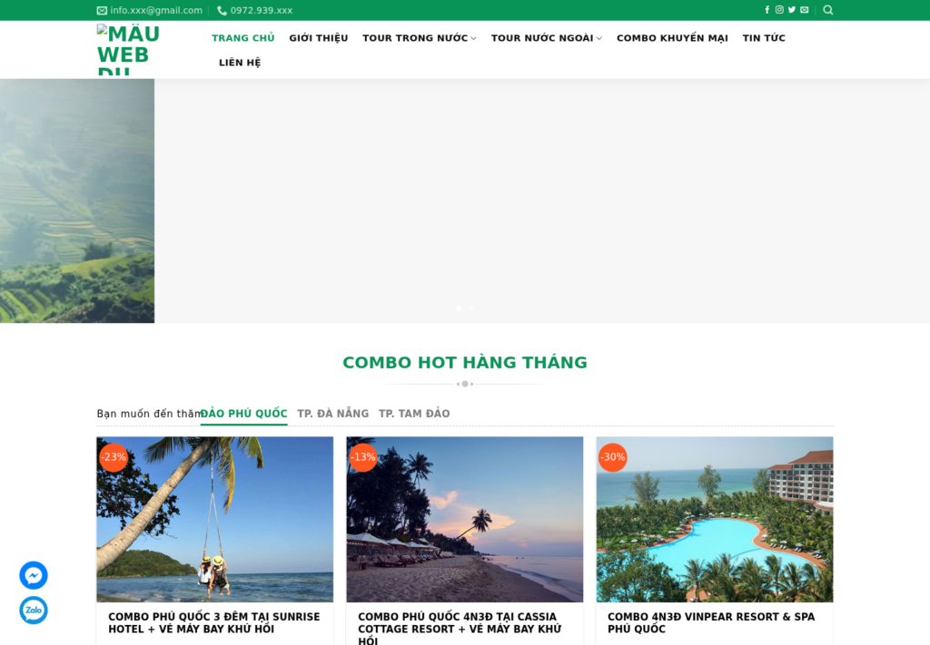 Mẫu website du lịch nghỉ dưỡng