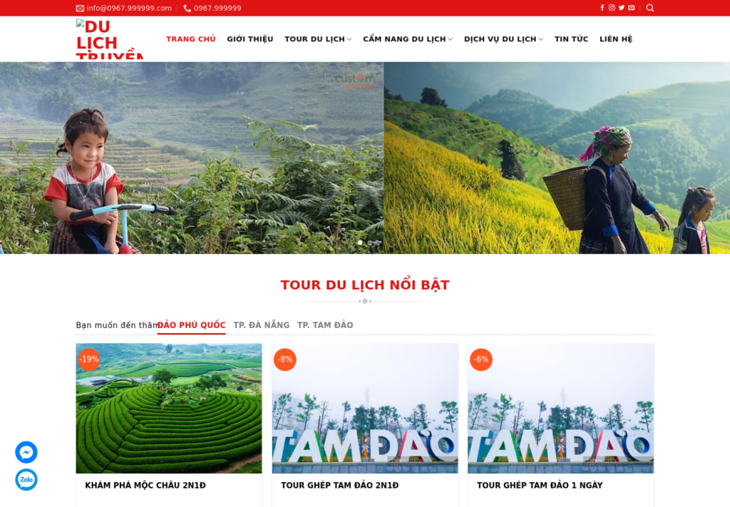 Mẫu website du lịch trải nghiệm văn hóa Việt Nam