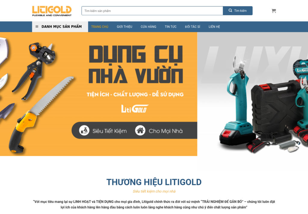 Mẫu website bán hàng dụng cụ gia đình LitiGold