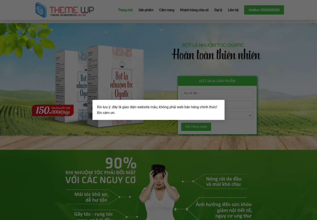 Mẫu website dược phẩm và mỹ phẩm thiên nhiên