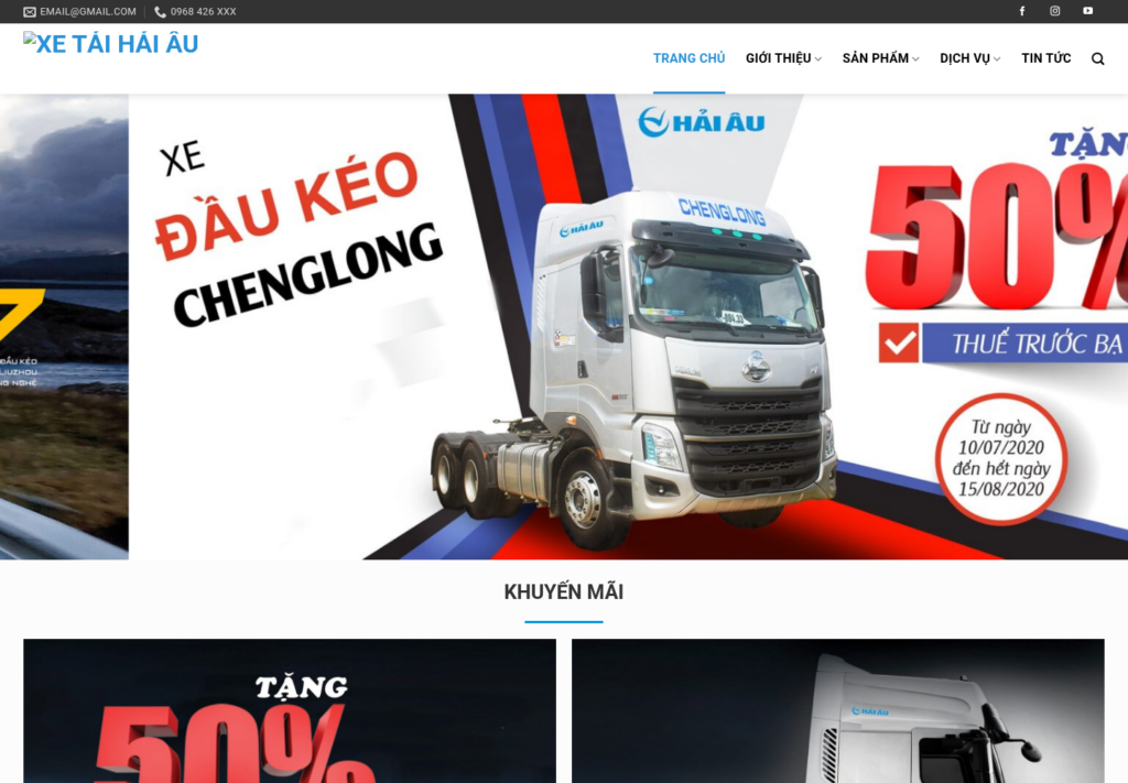 Mẫu website xe tải Hải Âu
