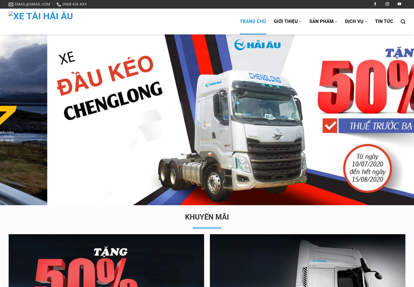 Mẫu website xe tải Hải Âu