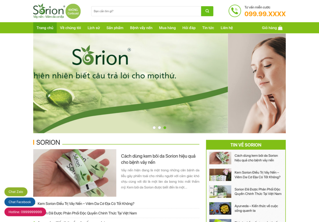 Mẫu website dược phẩm Sorion