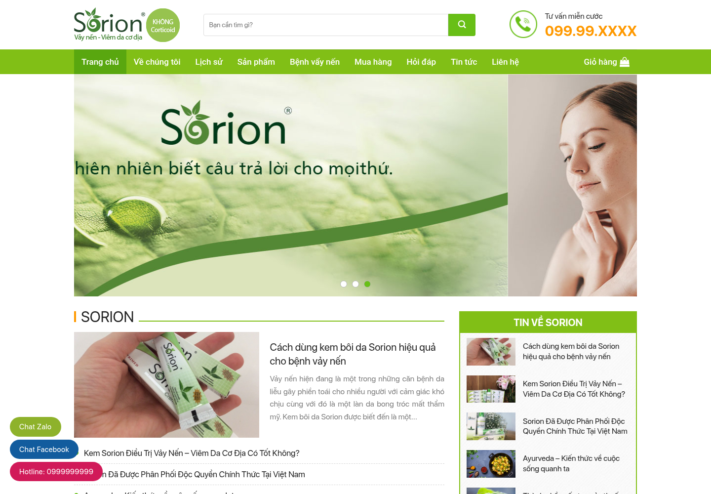 Mẫu website dược phẩm Sorion