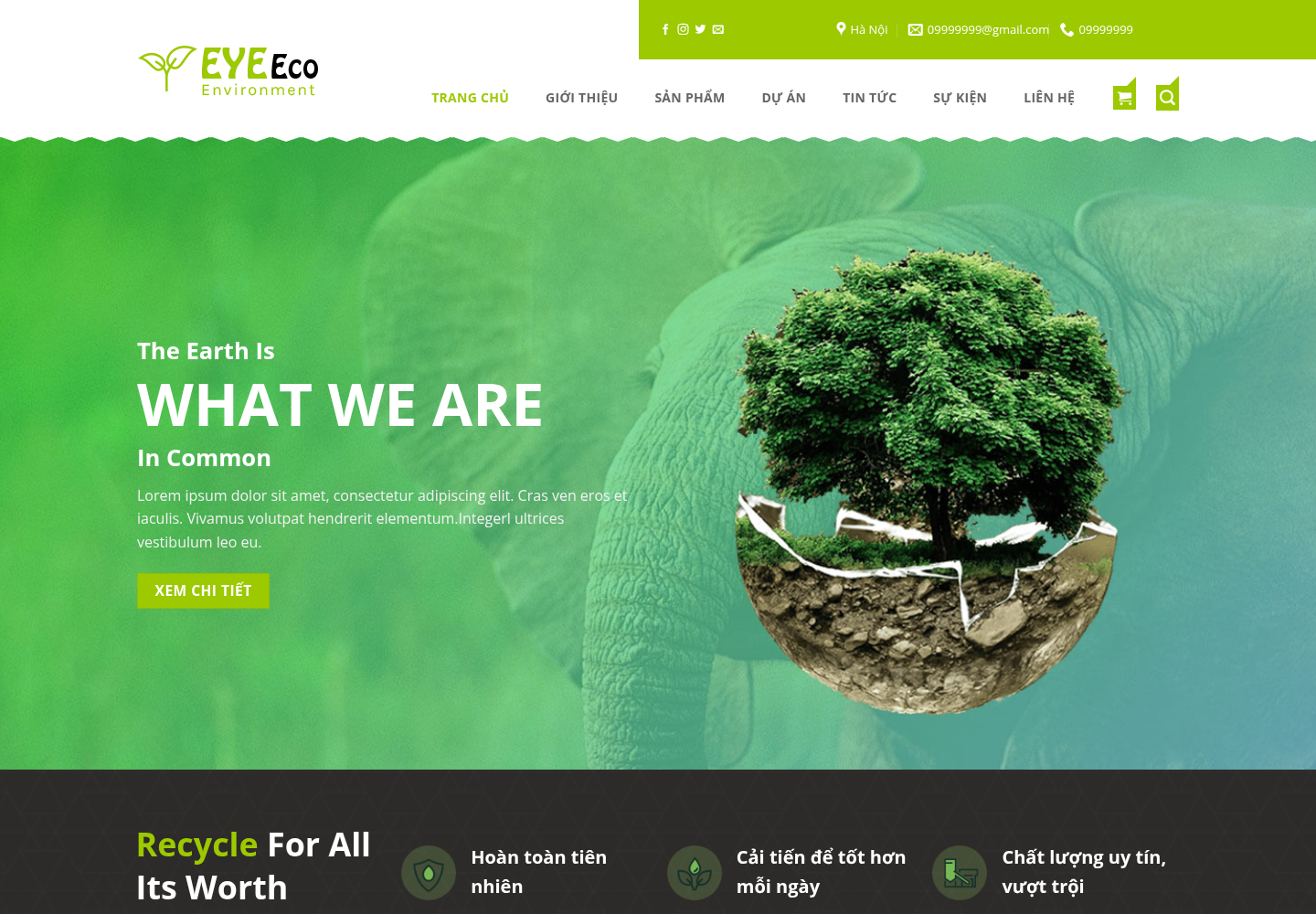 Mẫu website công ty môi trường