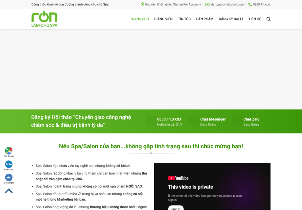 Mẫu website đào tạo Spa & Salon