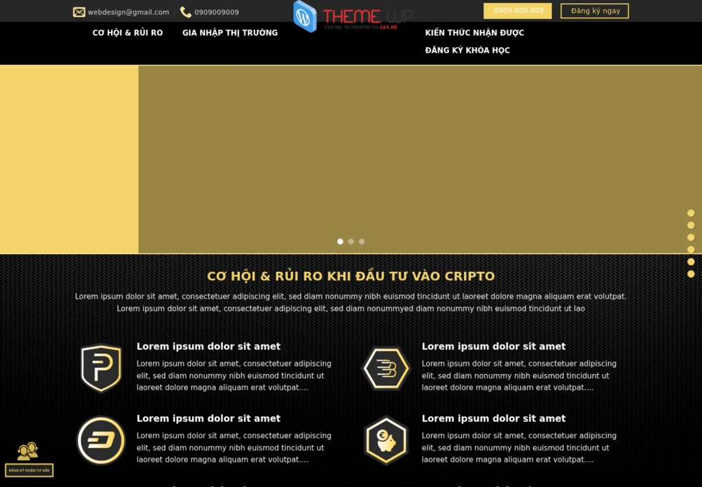 Mẫu website giáo dục đào tạo đầu tư tiền điện tử