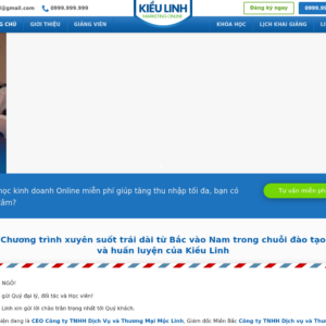 Mẫu website trung tâm đào tạo Kiều Linh